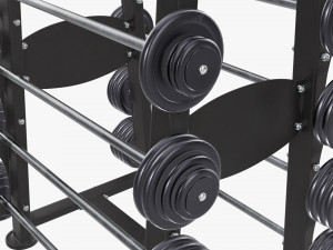 Barbell set on rack 01 Model 3D