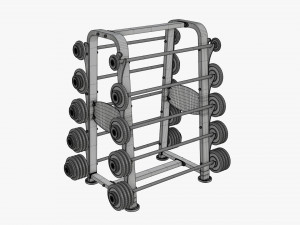 Barbell set on rack 01 Model 3D
