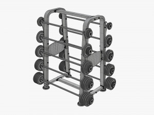 Barbell set on rack 01 Model 3D