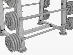 Barbell set on rack 01 Model 3D