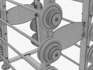 Barbell set on rack 01 Model 3D