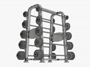 Barbell set on rack 01 Model 3D