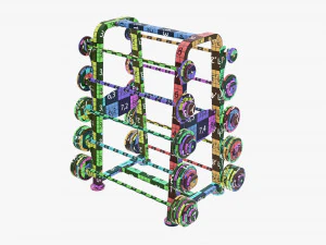Barbell set on rack 01 3D Model