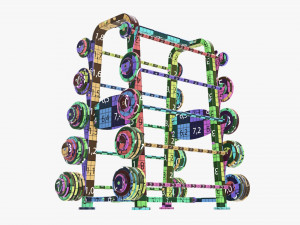 Barbell set on rack 01 Model 3D