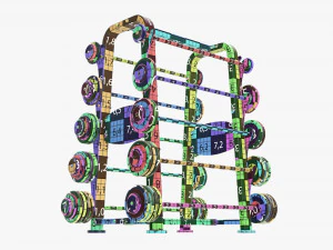 Barbell set on rack 01 3D Model