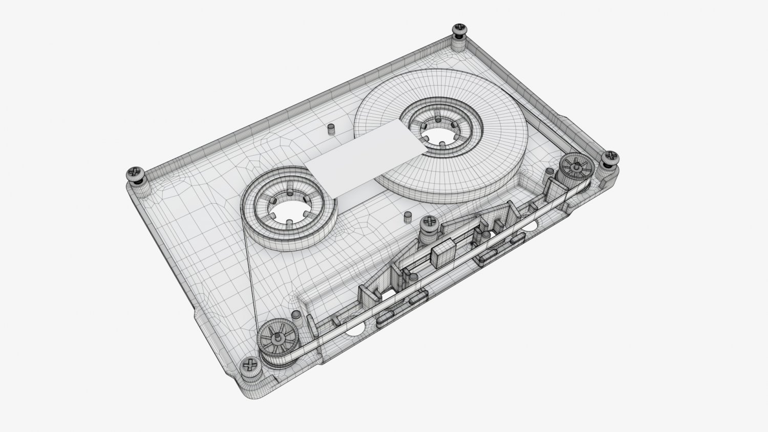 3D model Cassette Tape Case Gray - 4 Variants VR / AR / low-poly