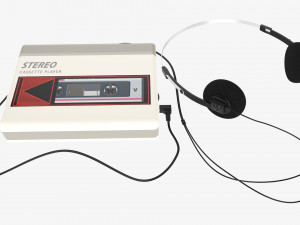 Cassette tape player with headphone 3D Model