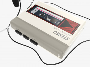 Cassette tape player with headphone 3D Model