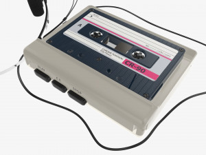 Cassette tape player with headphone 3D Model