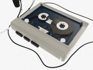 Cassette tape player with headphone 3D Model