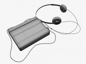 Cassette tape player with headphone 3D Model