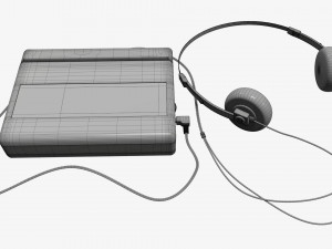 Cassette tape player with headphone 3D Model