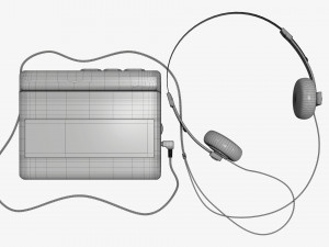 Cassette tape player with headphone 3D Model