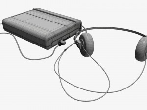 Cassette tape player with headphone 3D Model