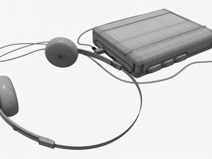 Cassette tape player with headphone 3D Model