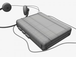 Cassette tape player with headphone 3D Model
