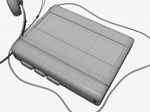 Cassette tape player with headphone 3D Model