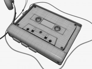 Cassette tape player with headphone 3D Model