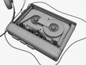 Cassette tape player with headphone 3D Model