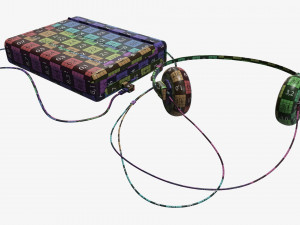 Cassette tape player with headphone 3D Model