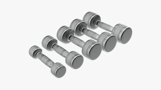 Chrome dumbbell set Modelo 3D .c4d .max .obj .3ds .fbx .stl .blend 