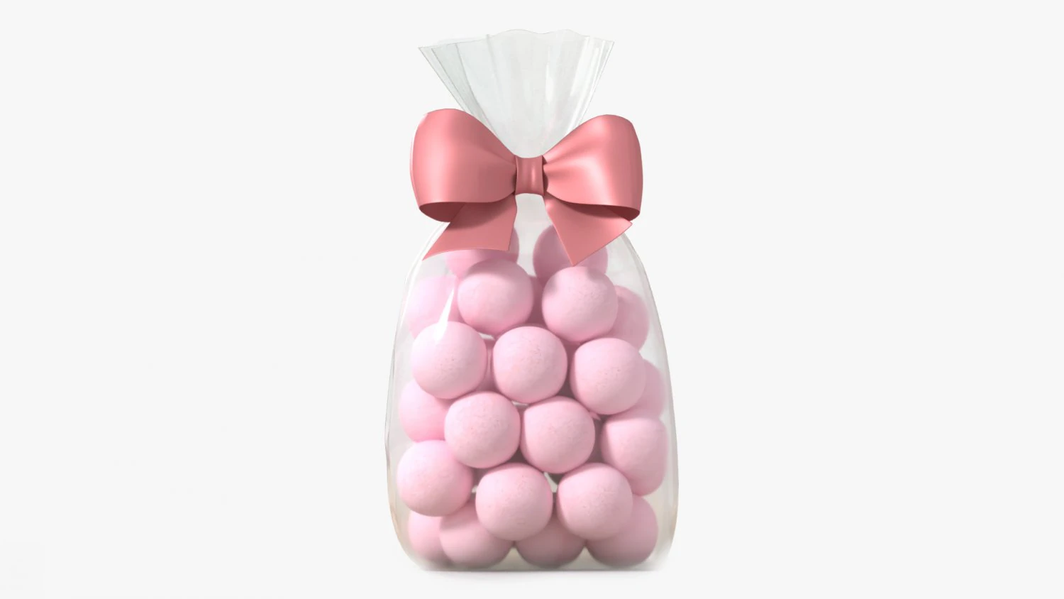 Clear bag with bow and sweeties 01 3D Model .c4d .max .obj .3ds .fbx .stl .blend 