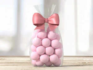 Clear bag with bow and sweeties 01 3D Model