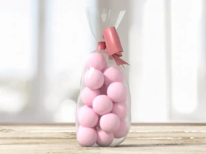 Clear bag with bow and sweeties 01 3D Model