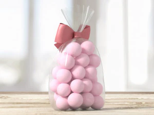 Clear bag with bow and sweeties 01 3D Model