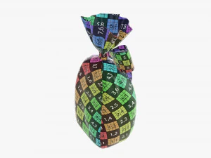 Clear bag with bow and sweeties 01 3D Model