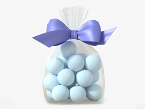 Clear bag with bow and sweeties 02 3D Model