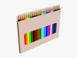 Bo&icirc;te &agrave; crayons de couleur 01 avec fen&ecirc;tre Modèle 3D