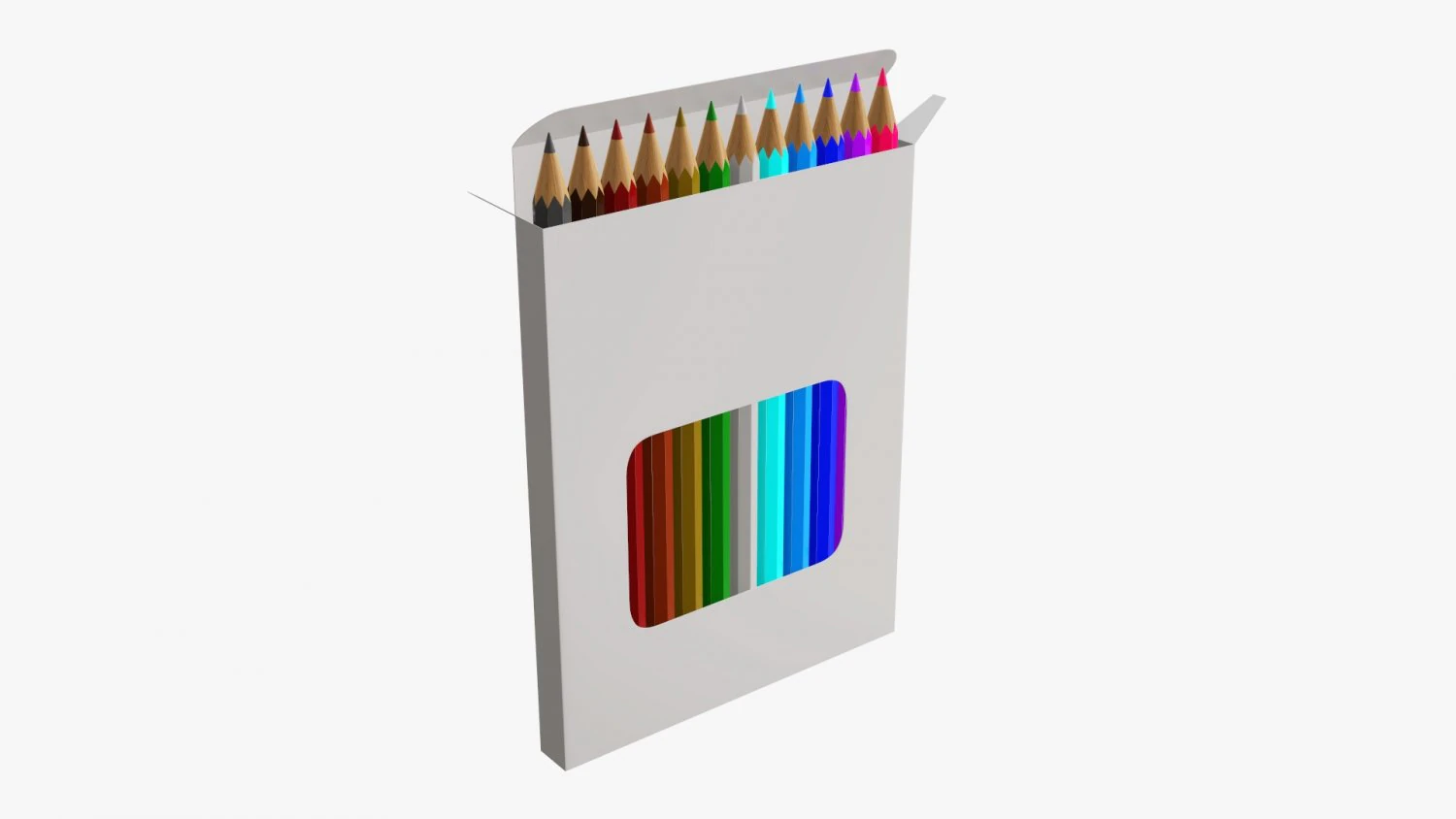 Colored pencil box 02 with window 3D Model .c4d .max .obj .3ds .fbx .stl .blend