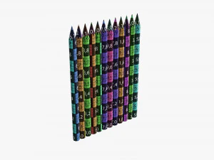 Colored pencil box 02 with window 3D Model
