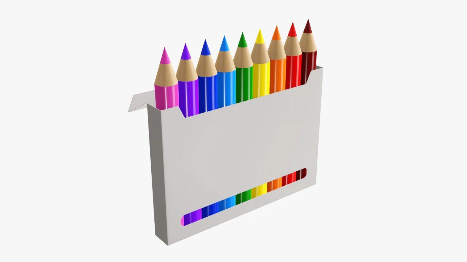 Colored pencil box with window 3D Model .c4d .max .obj .3ds .fbx .stl .blend 