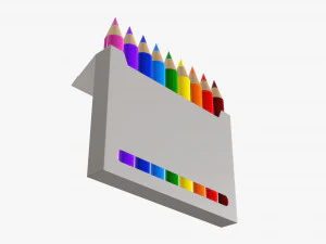 Colored pencil box with window 3D Model