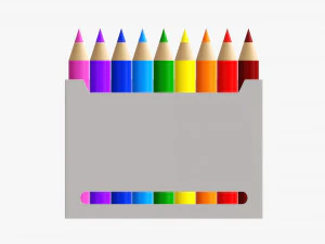 Colored pencil box with window 3D Model