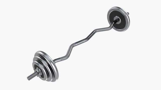 Curved weight bar with weights 3D in 3DExport