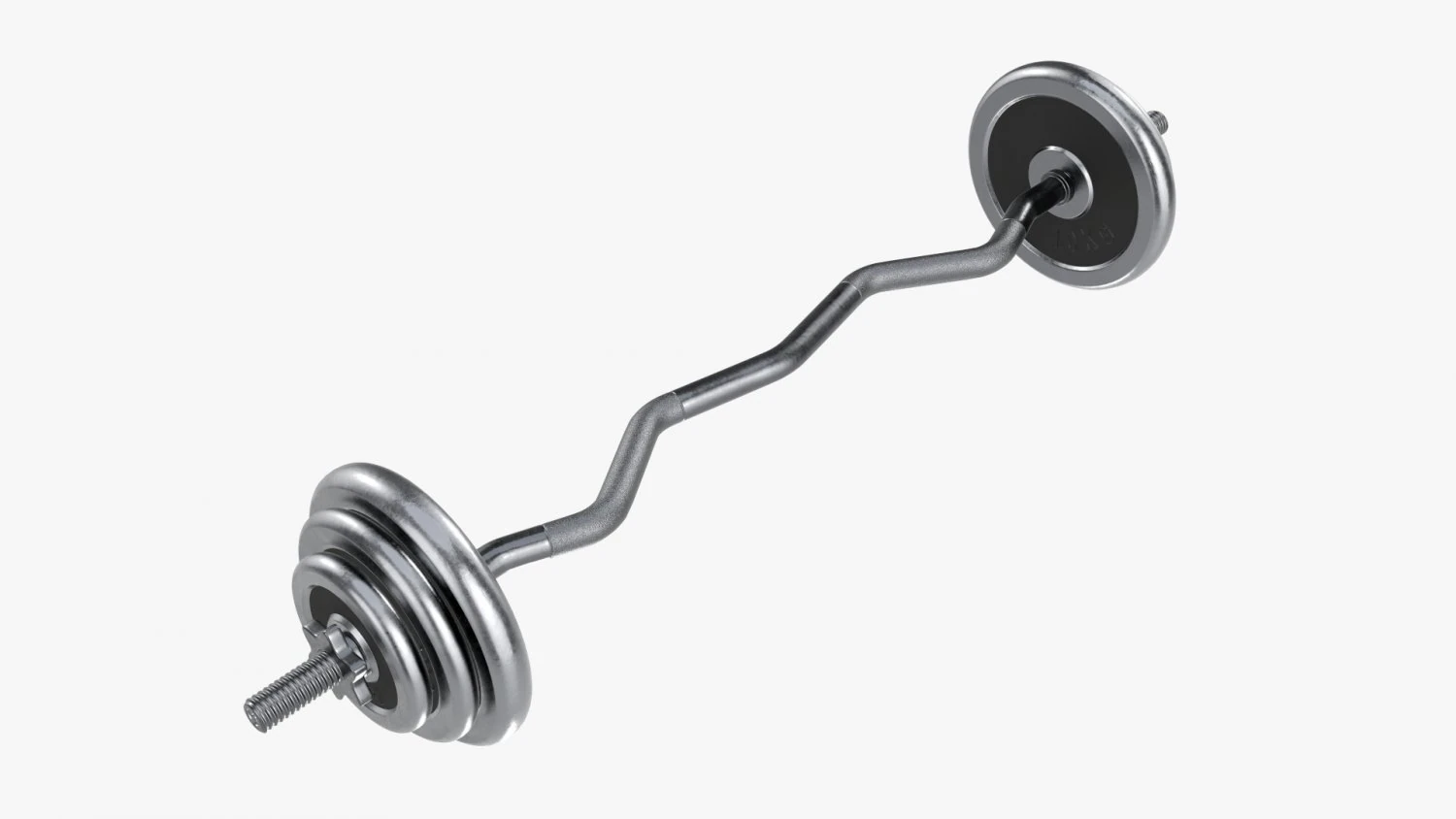 Curved weight bar with weights 3D Model .c4d .max .obj .3ds .fbx .stl .blend 