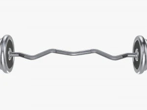 Curved weight bar with weights 3D Model