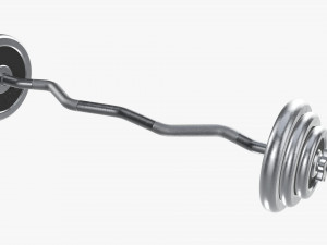 Curved weight bar with weights 3D 모델
