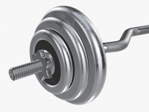 Curved weight bar with weights 3D 모델