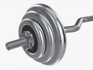 Curved weight bar with weights 3D Model