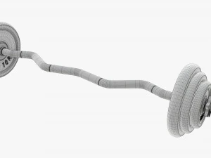 Curved weight bar with weights 3D Model