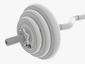 Curved weight bar with weights 3D 모델