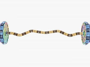 Curved weight bar with weights 3D Model