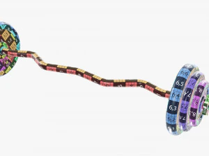 Curved weight bar with weights 3D Model