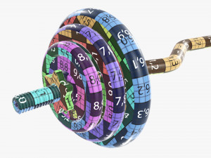 Curved weight bar with weights 3D 모델