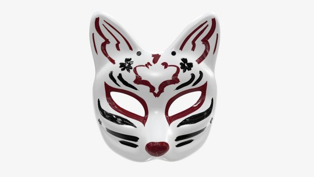 Half face kitsune mask Model 3D .c4d .max .obj .3ds .fbx .stl .blend 