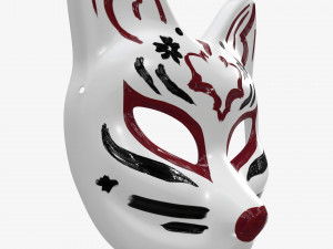 Half face kitsune mask Model 3D